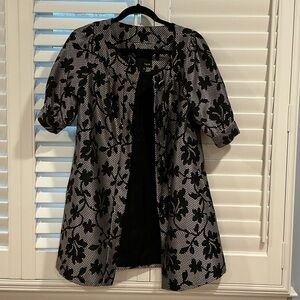Liquid Black and Silver Floral Patterned Coat